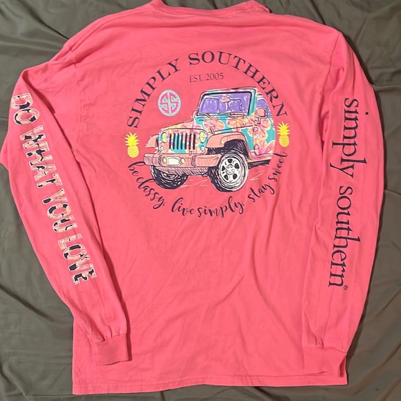 Simply Southern pink long sleeved tshirt size medium - Picture 1 of 4